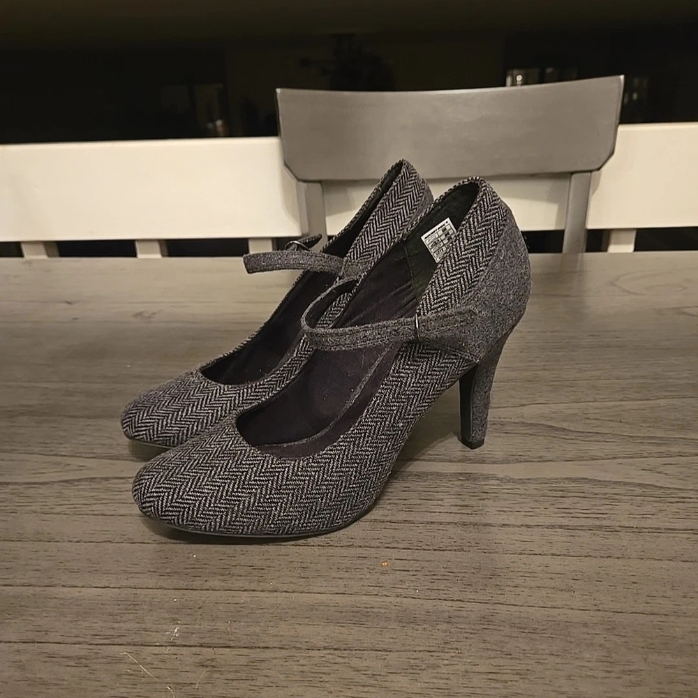 Rocket Dog Charcoal Herringbone Heels